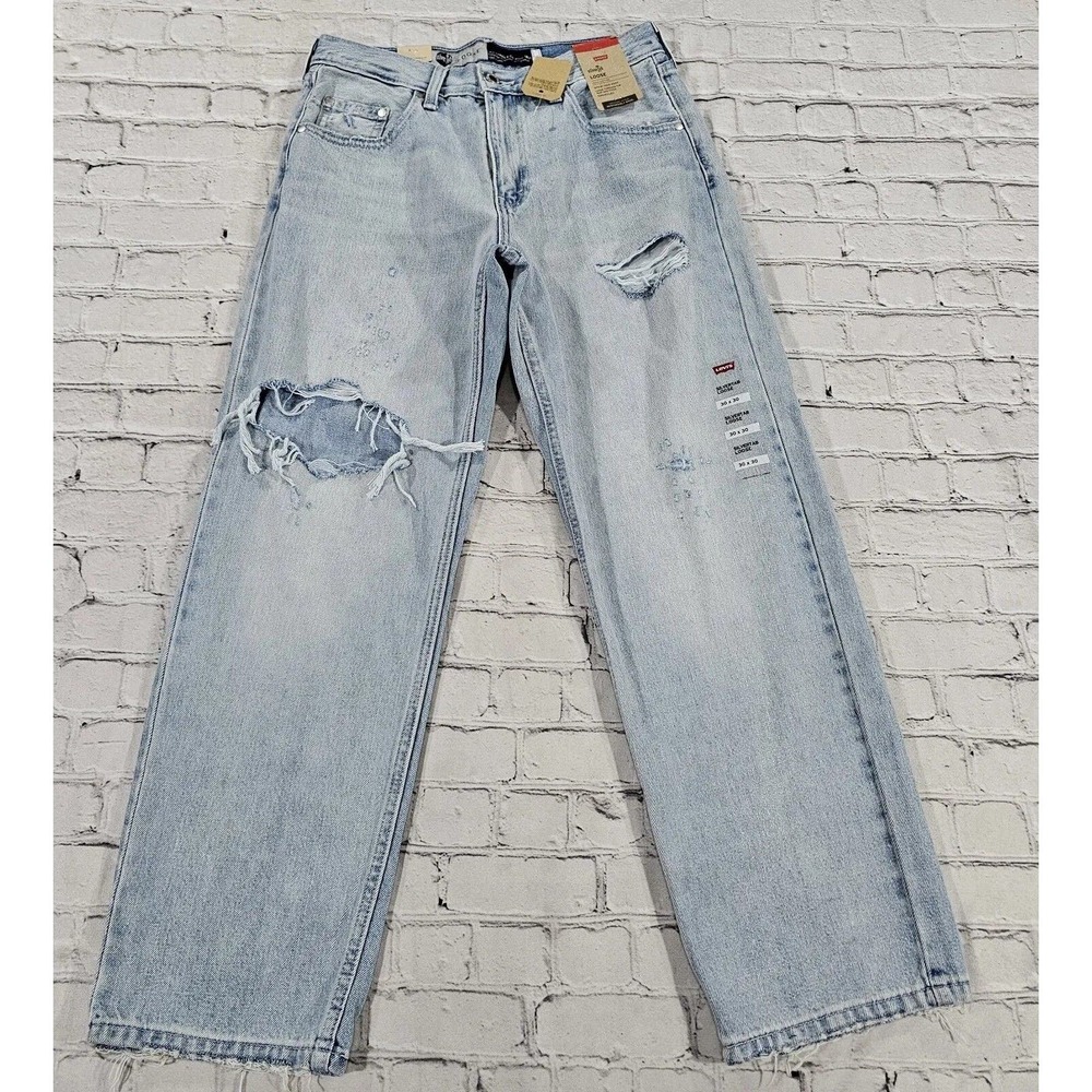 Levis Silvertab Loose Tapered Leg Denim Jeans Blue Distressed MENS SIZE 30X30